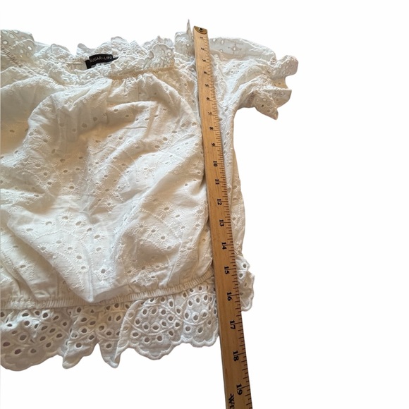 Sugar Lips - Niles Eyelet Lace Off The Shoulder
Crop Top Blouse-Size Small - Picture 5 of 10